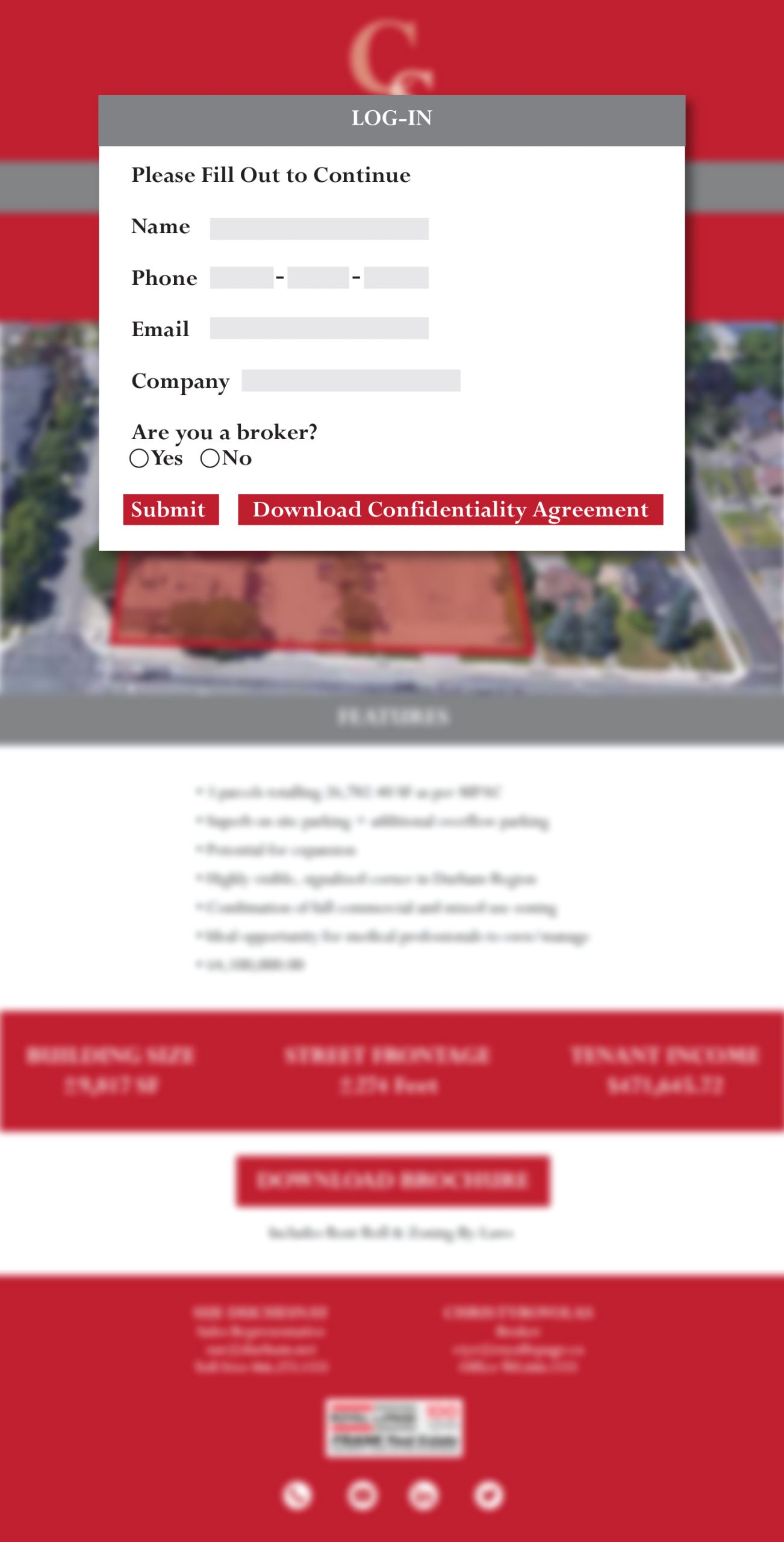 200 Brock Street - Landing Page - Confidentiality Agreement